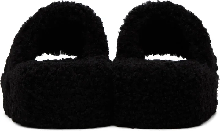 Balenciaga Black Furry Platform Sandals - Image 2