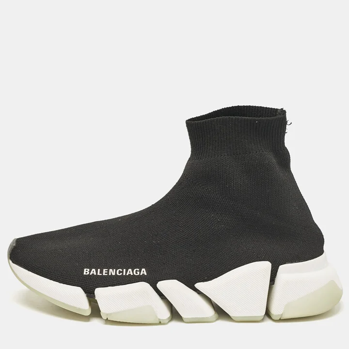 Balenciaga Black Knit Fabric Speed 2.0 LT Sneakers Size 38