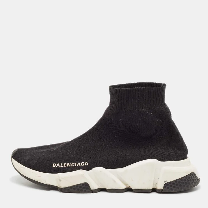 Balenciaga Black Knit Fabric Speed 2.0 Sneakers Size 38