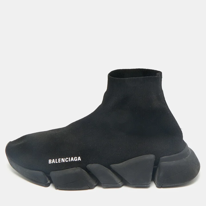 Balenciaga Black Knit Fabric Speed Trainer Sneakers Size 43