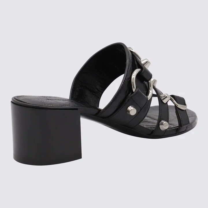 Balenciaga Black Leather City Sandals - Image 3