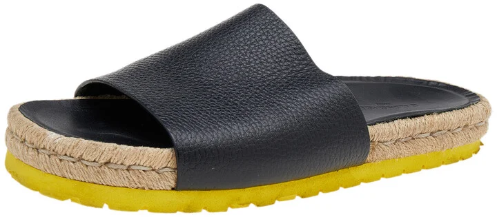 Balenciaga Black Leather Espadrille Flats Size 40