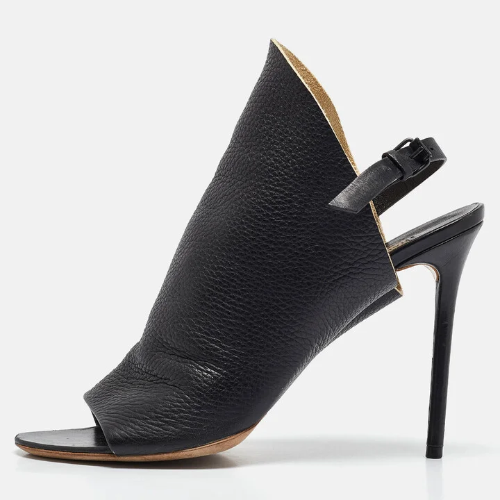Balenciaga Black Leather Glove Slingback Sandals Size 40