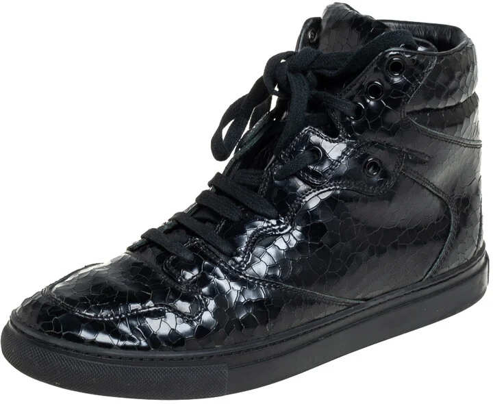 Balenciaga Black Leather High Top Sneakers Size 39