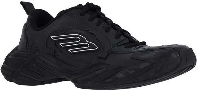 Balenciaga Black Leather Monday Sneakers - Image 2