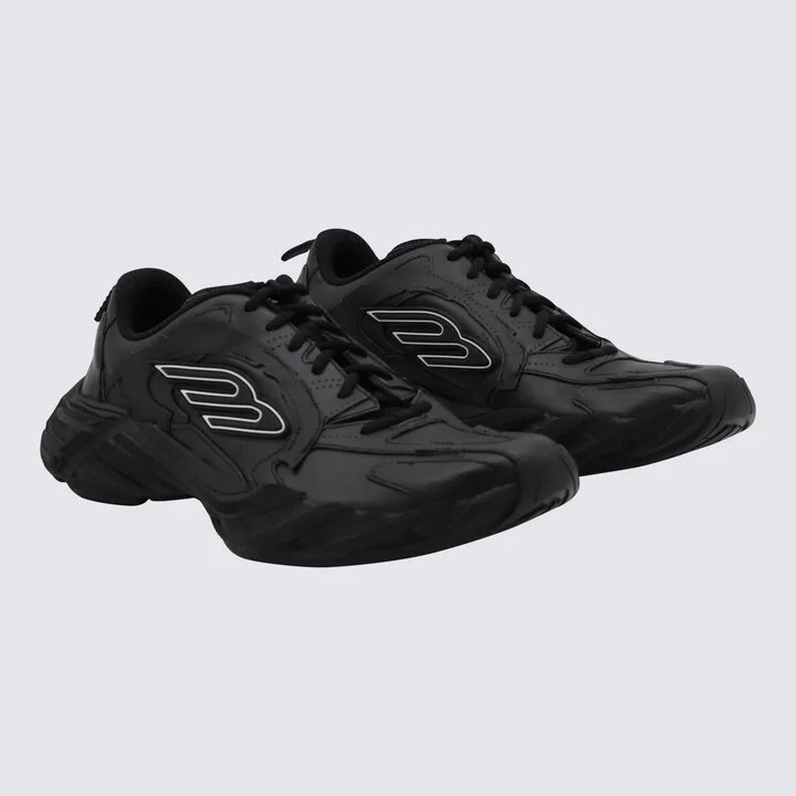 Balenciaga Black Leather Monday Sneakers - Image 2