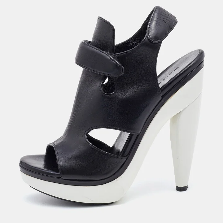 Balenciaga Black Leather Slingback Sandals Size 38.5
