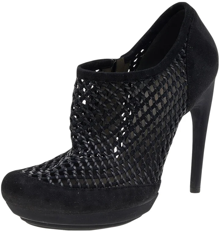 Balenciaga Black Netted Suede Ankle Booties Size 38.5