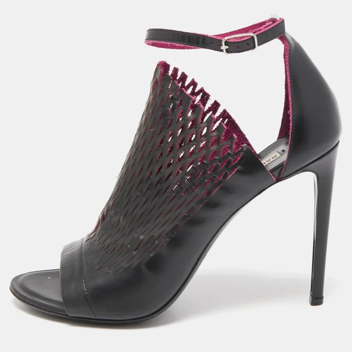 Balenciaga Black/Pink Lasercuts Leather Glove Sandals Size 40