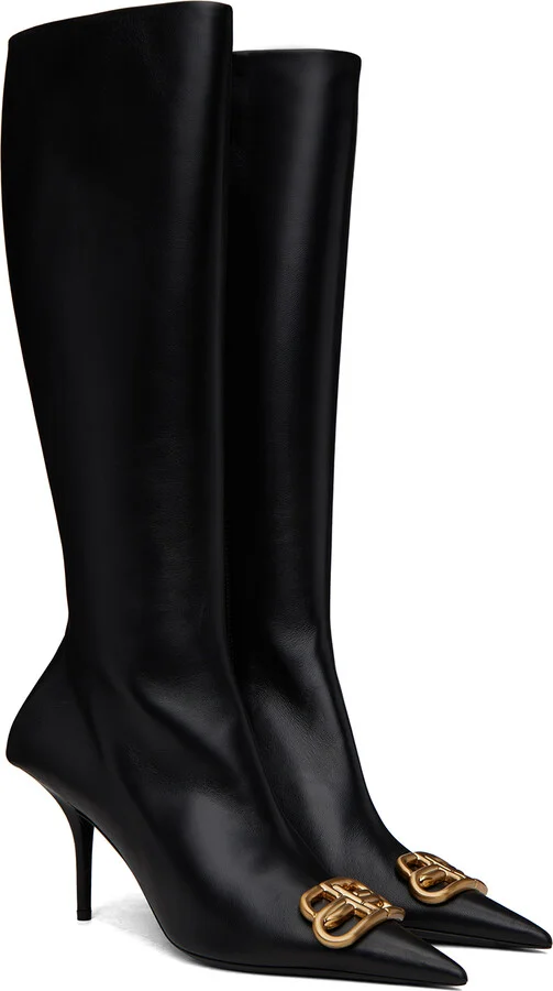 Balenciaga Black Square Knife Boots - Image 4