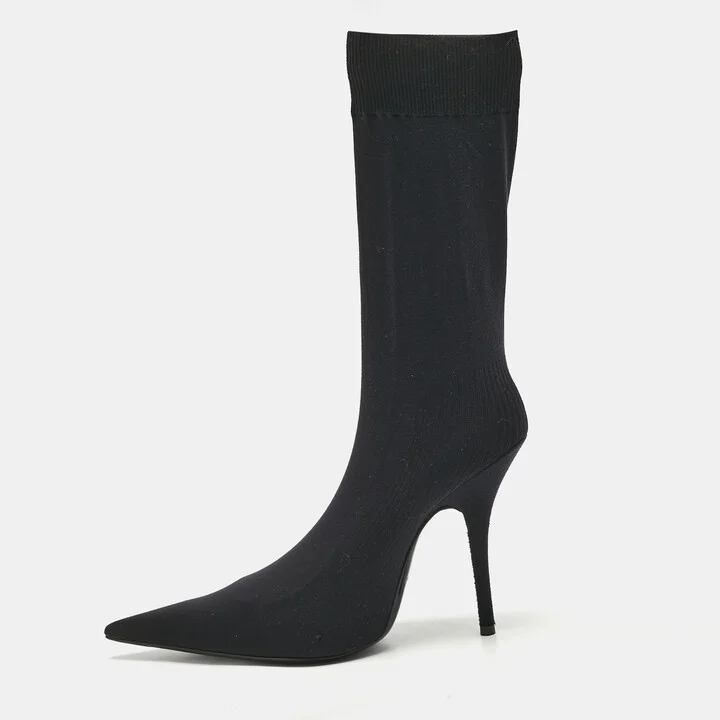 Balenciaga Black Stretch Fabric Knife Ankle Socks Boots Size 39.5