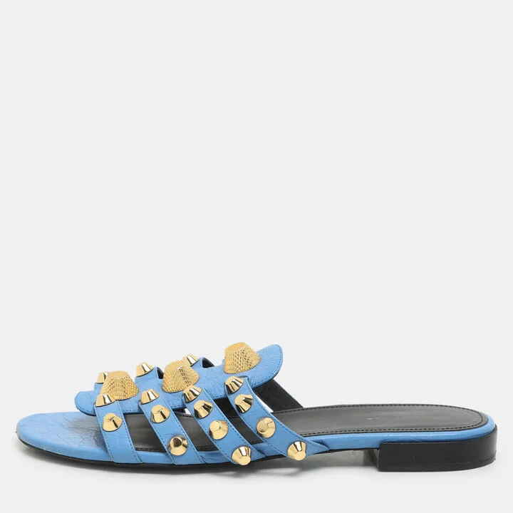 Balenciaga Blue Leather Arena Flats Size 39