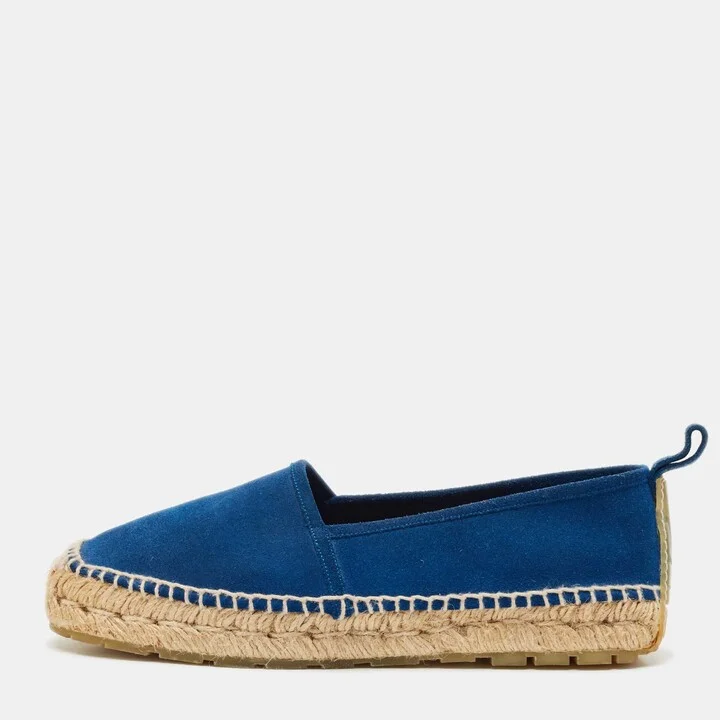 Balenciaga Blue Suede Espadrille Flats Size 40