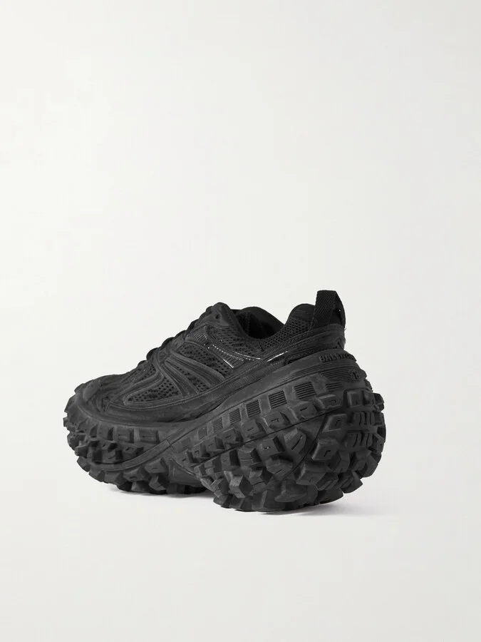 Balenciaga - Bouncer Mesh And Rubber Platform Sneakers - Black - Image 3
