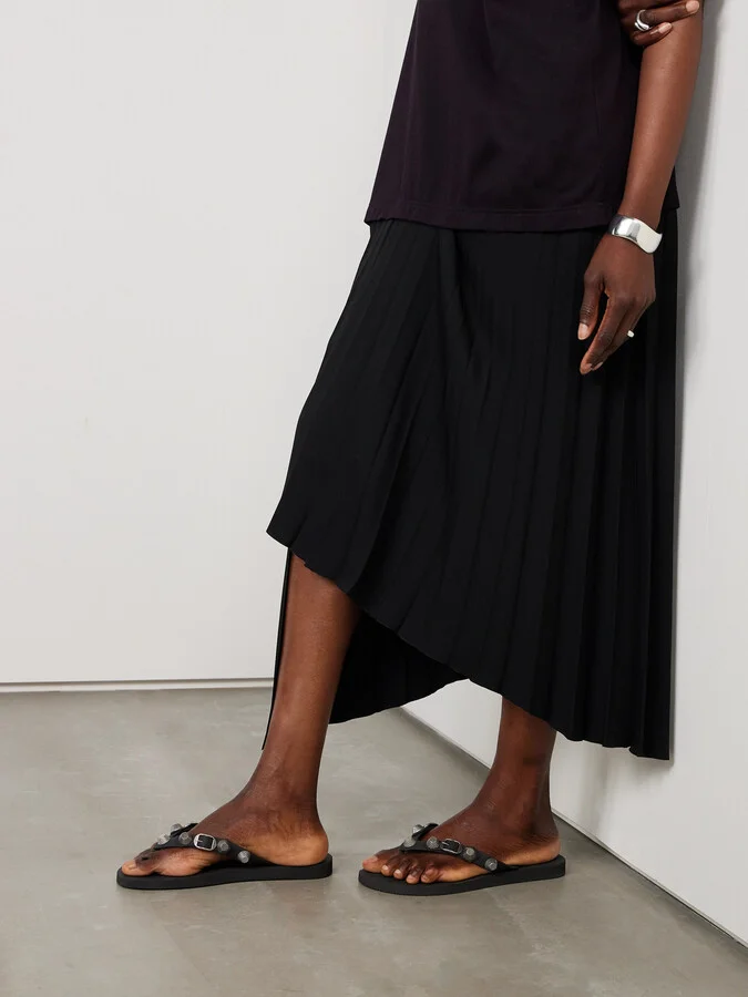 Balenciaga - Cagole Embellished Rubber Flip Flops - Black - Image 2