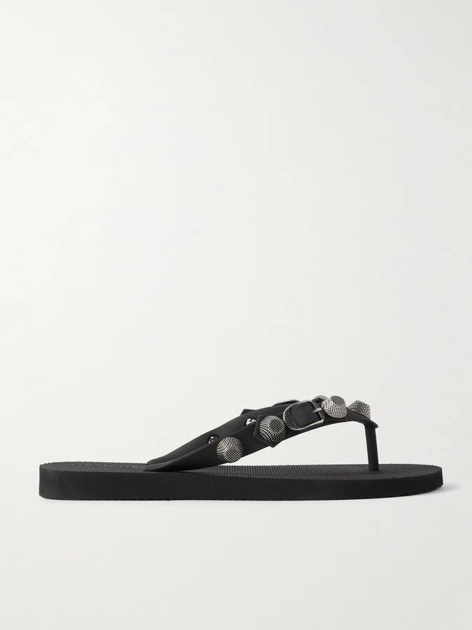 Balenciaga - Cagole Embellished Rubber Flip Flops - Black