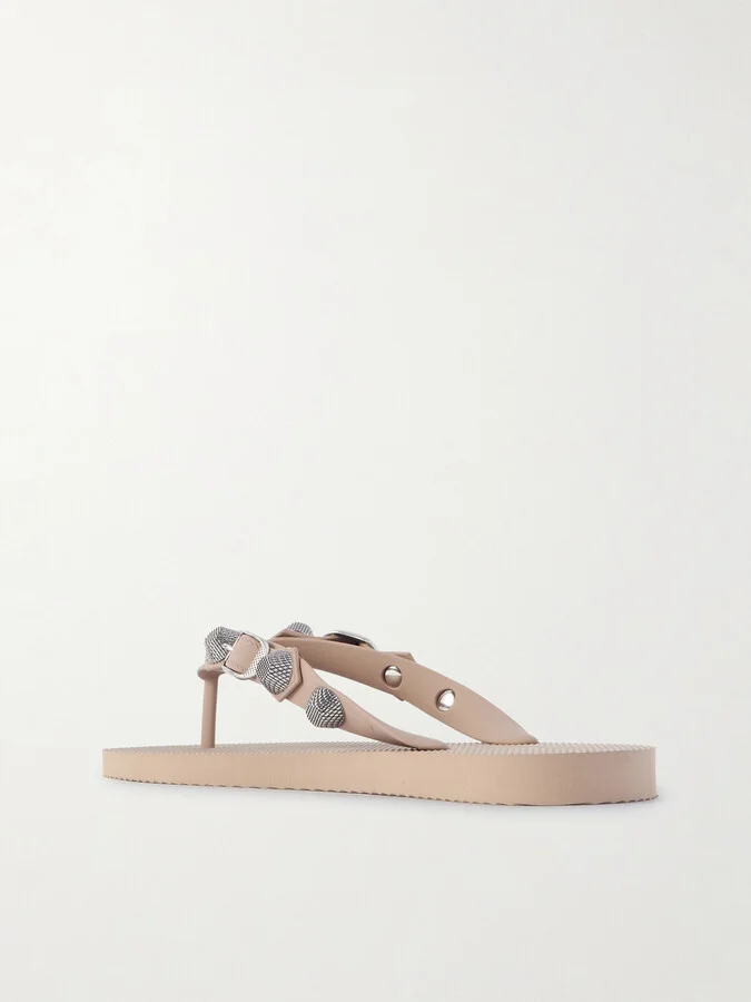 Balenciaga - Cagole Embellished Rubber Flip Flops - Neutrals - Image 3