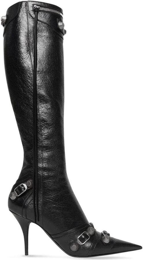 Balenciaga Cagole Leather Pointy-Toe Boots - Image 2