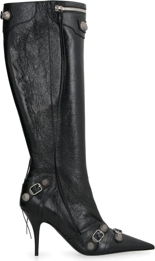 Balenciaga Cagole Leather Pointy-Toe Boots