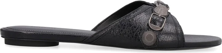 Balenciaga Cagole Leather Slides - Image 2