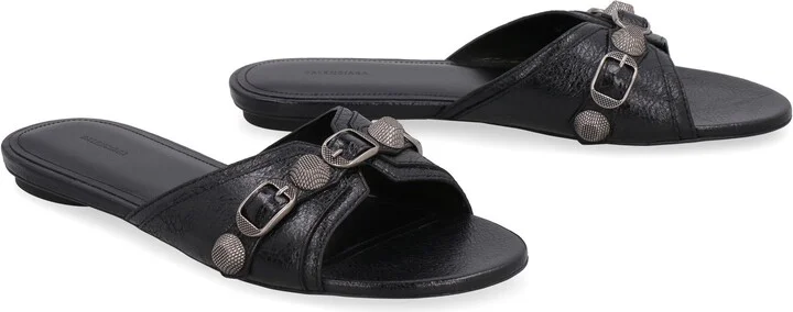 Balenciaga Cagole Leather Slides - Image 3