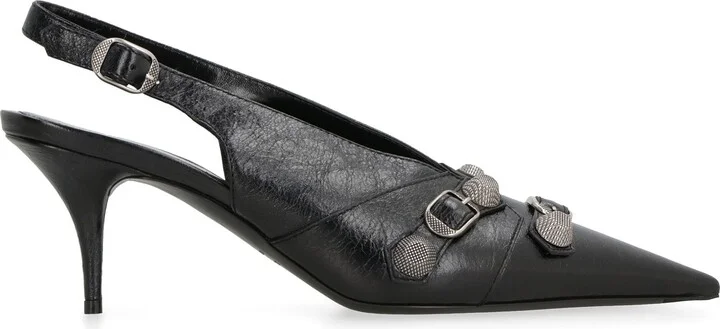 Balenciaga Cagole Leather Slingback Pumps - Image 2