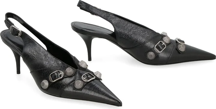 Balenciaga Cagole Leather Slingback Pumps - Image 3