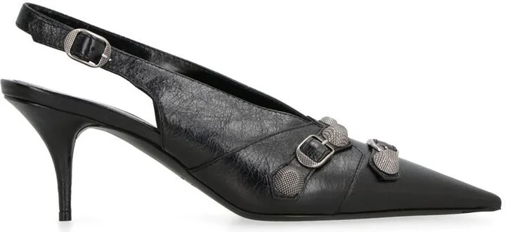 Balenciaga Cagole Leather Slingback Pumps