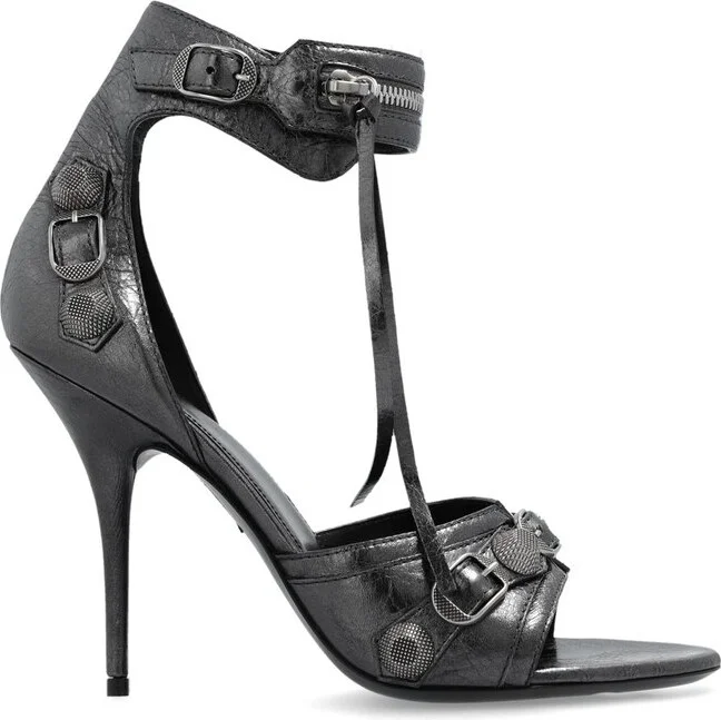 Balenciaga Cagole Metallic Heeled Sandals