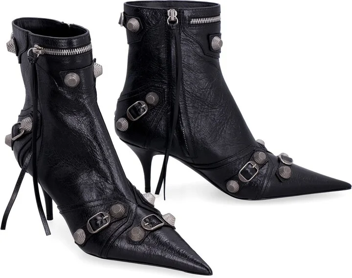 Balenciaga Cagole Patent Pointy Toe Ankle Boots - Image 2