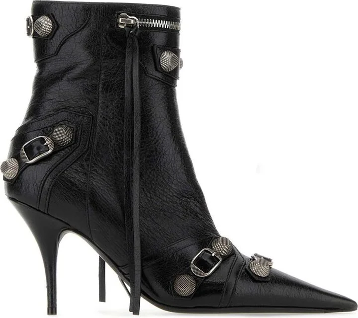 Balenciaga Cagole Patent Pointy Toe Ankle Boots
