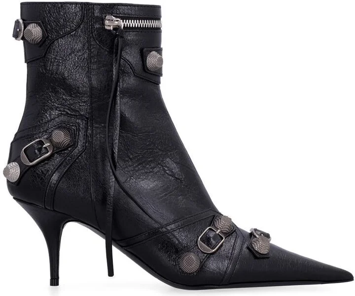 Balenciaga Cagole Patent Pointy Toe Ankle Boots