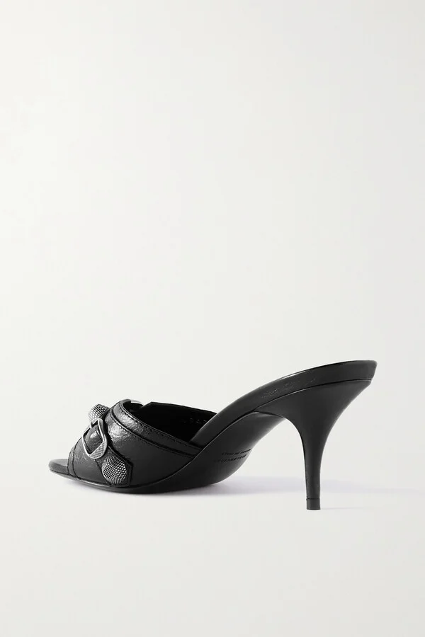 Balenciaga - Cagole Studded Leather Mules - Black - Image 3