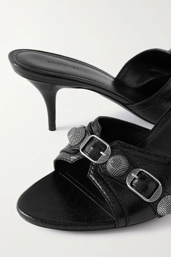 Balenciaga - Cagole Studded Leather Mules - Black - Image 4