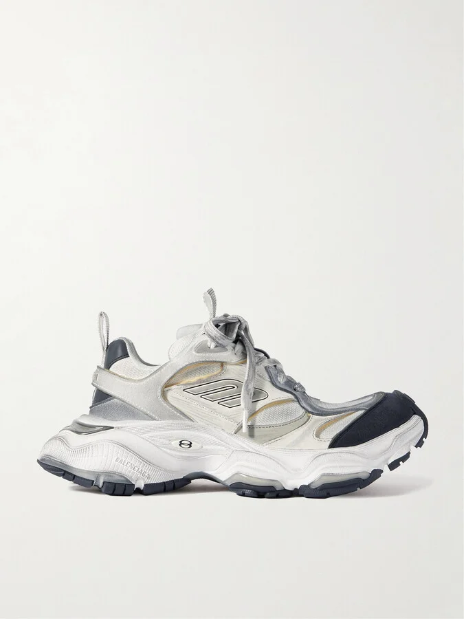 Balenciaga - Cargo Distressed Rubber-trimmed Faux Suede And Mesh Sneakers - White