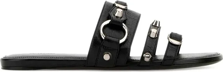 Balenciaga City Flat Mule In Arena Lambskin Shoes