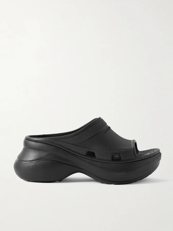 Balenciaga - + Crocs Pool Perforated Rubber Slides - Black
