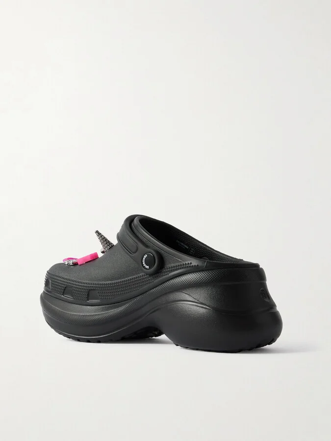 Balenciaga - + Crocs™ Embellished Rubber Mules - Black - Image 3
