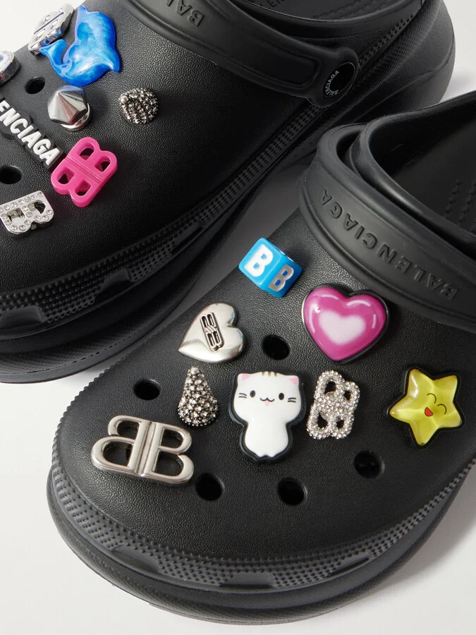 Balenciaga - + Crocs™ Embellished Rubber Mules - Black - Image 4