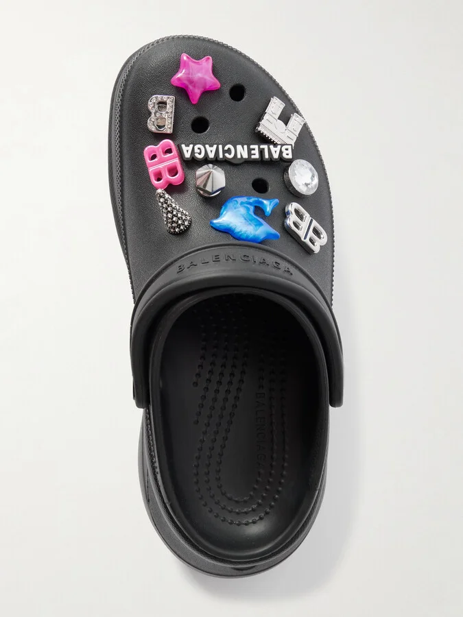 Balenciaga - + Crocs™ Embellished Rubber Mules - Black - Image 5