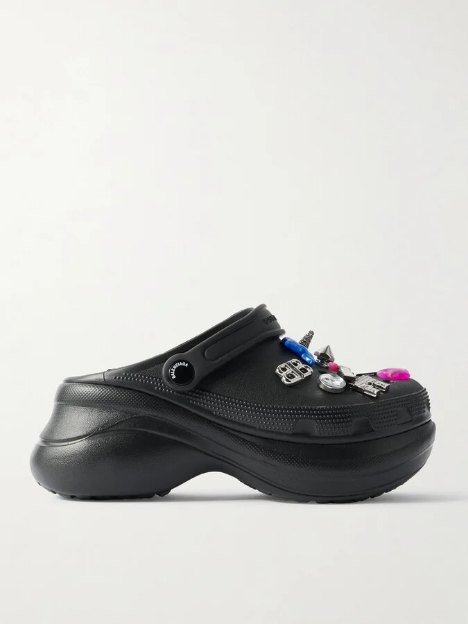 Balenciaga - + Crocs™ Embellished Rubber Mules - Black