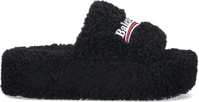 Balenciaga Faux Fur Platform Sandals
