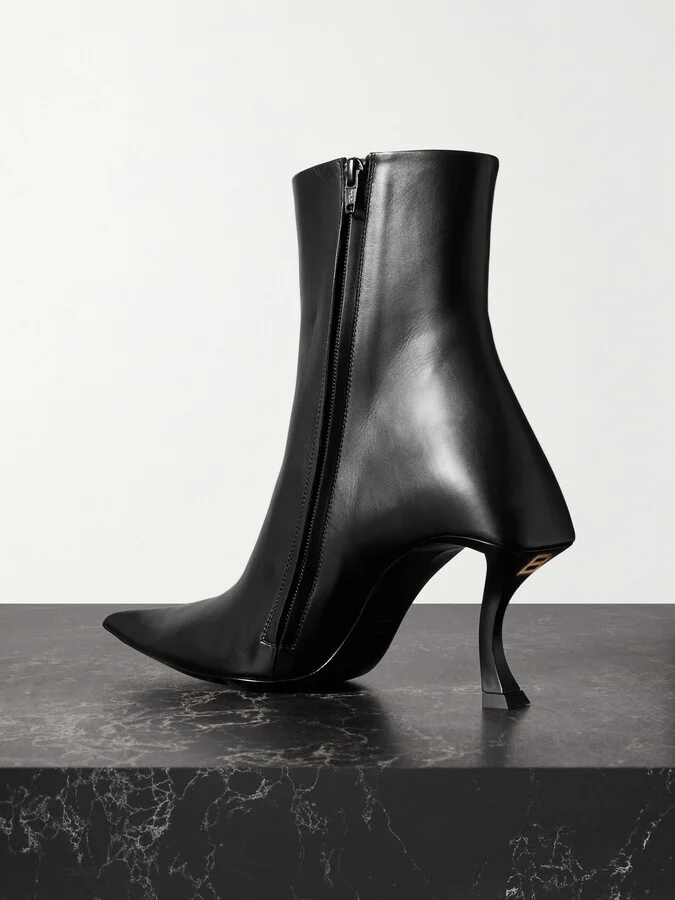 Balenciaga - Hourglass Leather Ankle Boots - Black - Image 3