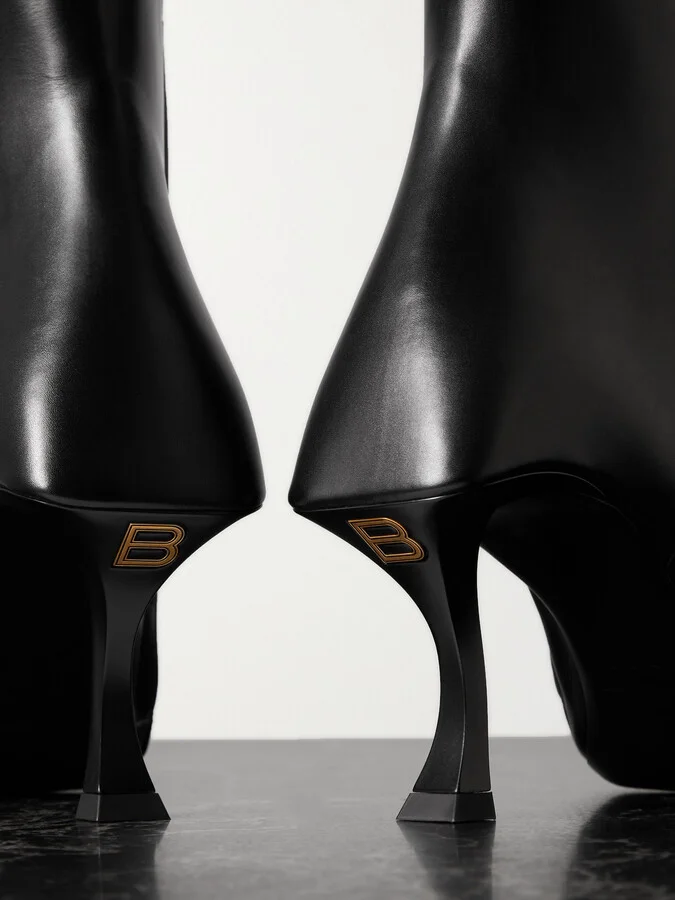 Balenciaga - Hourglass Leather Ankle Boots - Black - Image 4