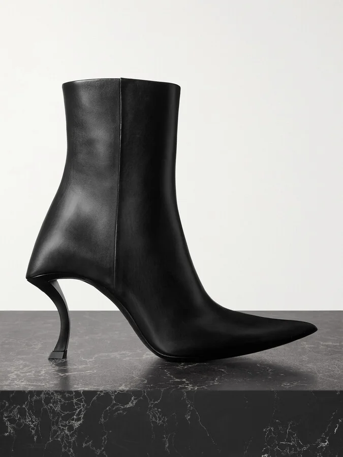 Balenciaga - Hourglass Leather Ankle Boots - Black