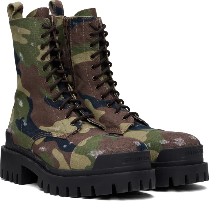 Balenciaga Khaki Strike Boots - Image 4