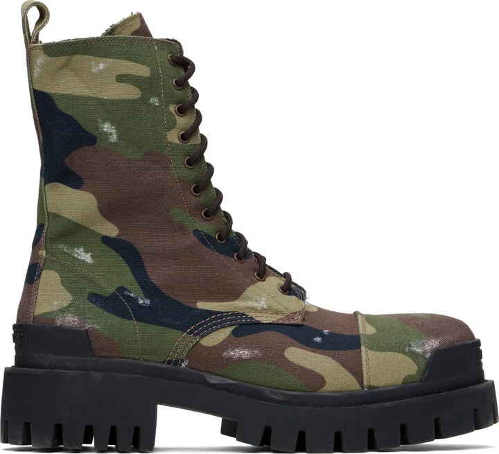 Balenciaga Khaki Strike Boots