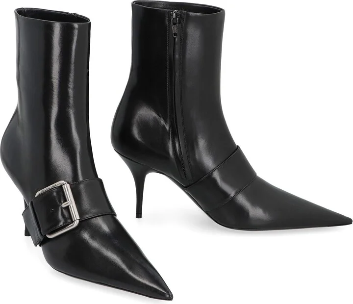 Balenciaga Knife 80 Leather Ankle Boots - Image 3
