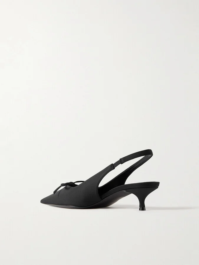Balenciaga - Knife Bow-embellished Twill Slingback Pumps - Black - Image 3