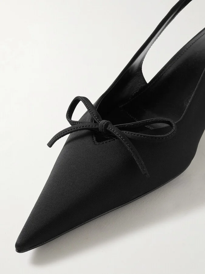 Balenciaga - Knife Bow-embellished Twill Slingback Pumps - Black - Image 4